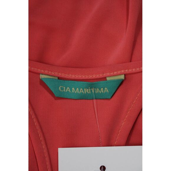 Cia Maritima Womens O Ring Racerback Cowl Neck Sheath Dress Coral Pink Large - Picture 5 of 6